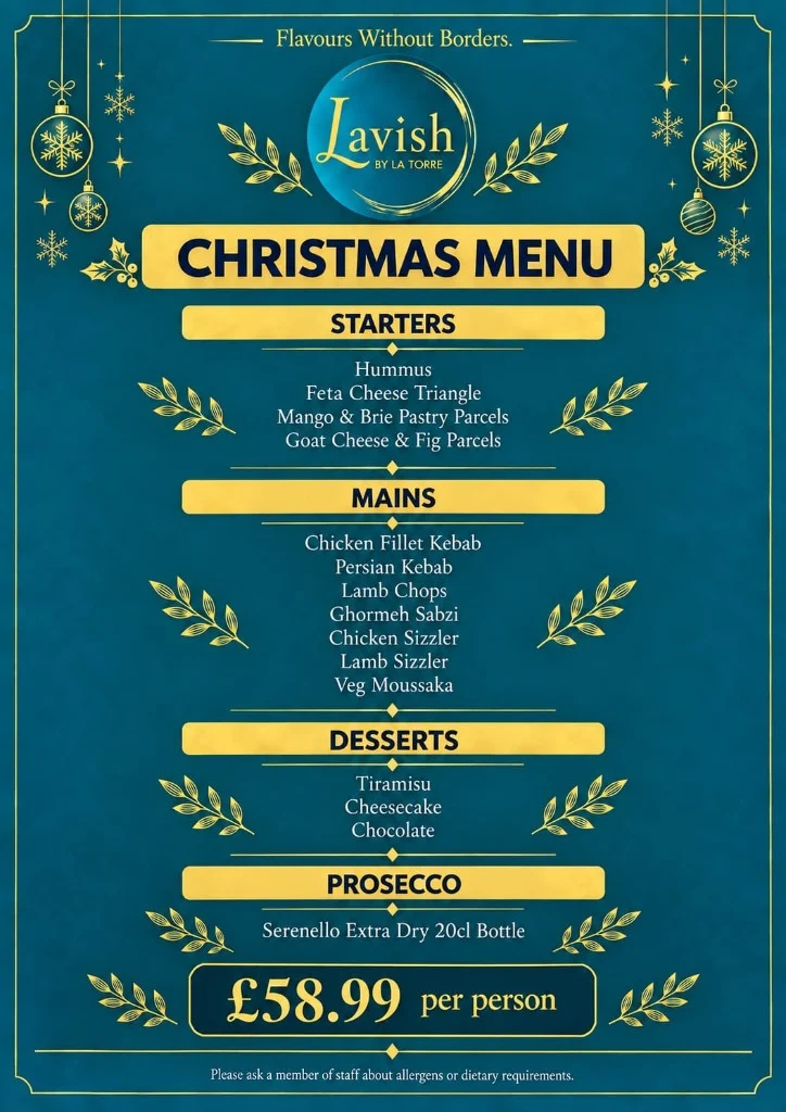 Lavish by La Torre Christmas menu, £58.99 per person