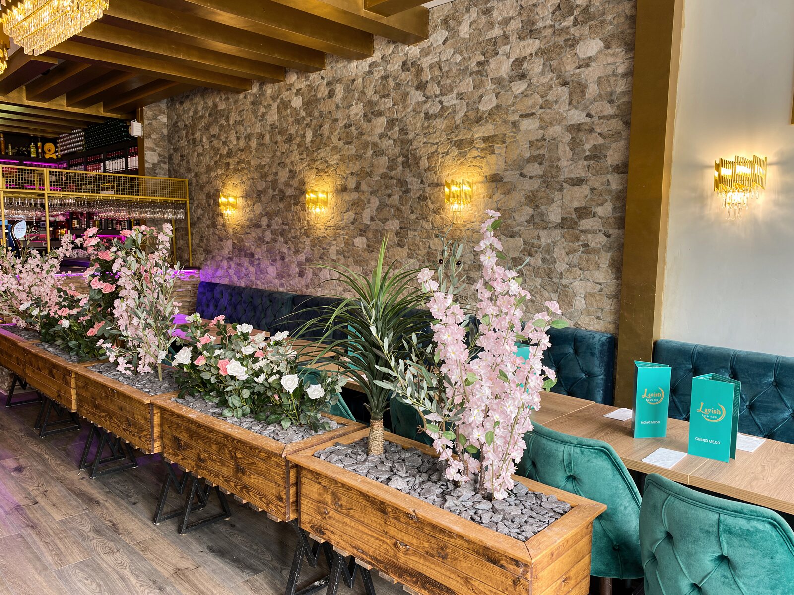 The dining room at Lavish by La Torre, looking toward the bar